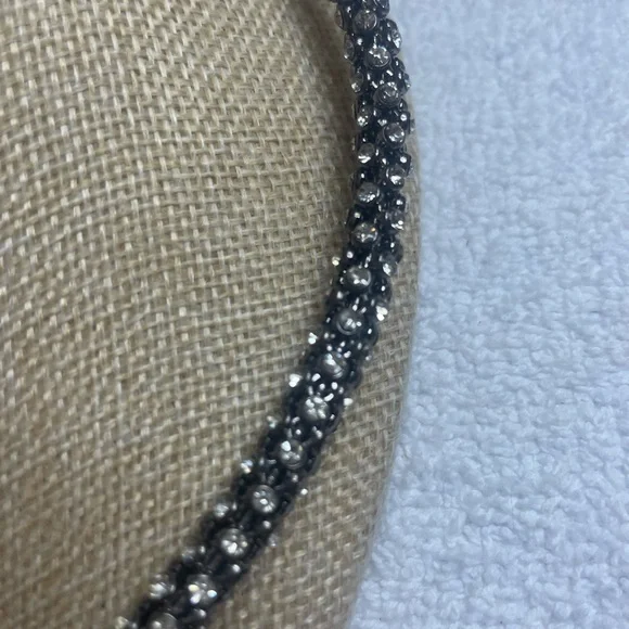 NWOT Kenneth Jay Lane Rhinestone Gunmetal Choker - Picture 2 of 7